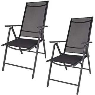 2x Bequemer Alu Klappsessel Garten Balkon Terrasse 7-fach verstellbar anthrazit
