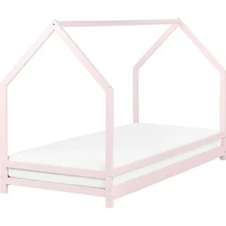 BELIANI Kinderbett Pastellrosa Kiefernholz mit Lattenrost 90 x 200 cm Skandi Modernes Design Jugendzimmer Kinderzimmer Hausbett Himmelbett Einzelbett - Rosa