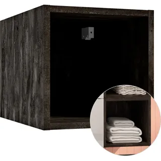Badezimmer Wandregal SOFIA-107 in Beton Dunkel, B/H/T: ca. 30/30/44 cm - Schwarz