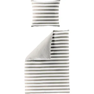 BIERBAUM Bettwäsche »Modern Stripes« 2 Stk. tlg. Mako-Satin, 100 % Baumwolle, gestreift, pflegeleicht, grau