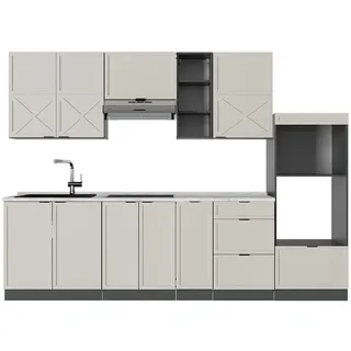 Vicco Küchenzeile Fame-Line 280 cm GrauBeige/Anthrazit