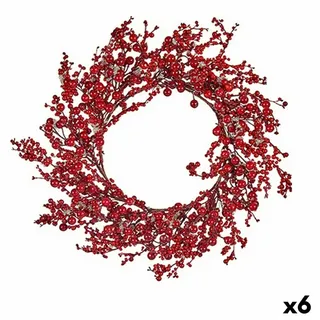 Weihnachtskranz Rot Kunststoff 48 x 10 x 48 cm (6 Stück) - Rot