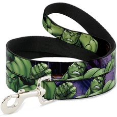 Dog Leash Marvel Hulk Close Up Poses 6 Feet Long 0.5 Inch Wide