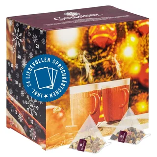 Corasol Premium Tee Adventskalender für Zwei (Paare & Pärchen) mit liebevollen Spruchkärtchen & 2 x 24 fruchtigen Teemischungen im Pyramidenbeutel (178 g)