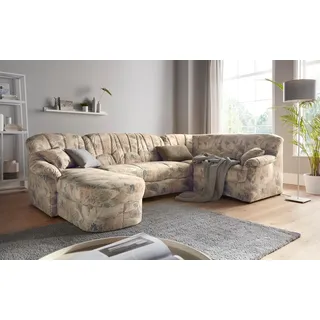 DOMO collection Wohnlandschaft »Bahia mit viel Platz, zeitloses Design, U-Form« Microfaser, natur, braun