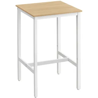 VASAGLE Bartisch, Stehtisch, Küchentisch, hoch, mit Stahlgestell, 60 x 60 x 92 cm, einfache Montage, für Küche, Wohnzimmer, modern, eichenbeige-weiß LBT025W09