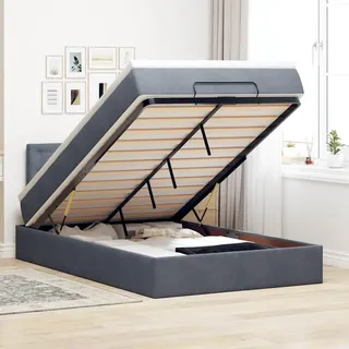 vidaXL Ottoman-Bett mit Matratze Dunkelgrau 120x190 cm Samt - Grau