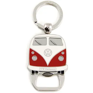BRISA VW Collection - Volkswagen Schlüssel-Anhänger-Ring Schlüsselbund-Accessoire Keyholder mit Bier-Flaschen-Öffner im T1 Bulli Bus Design (Rot)