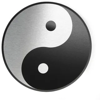 Logbuch-Verlag Schild Wandbild schwarz Silber Yin und Yang 25 cm Symbol Wanddeko Bild Geschenk Wand Deko Alu selbstklebend Achtsamkeit