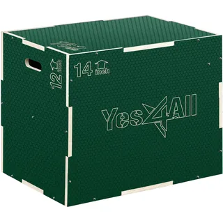 Yes4All HL1V 3-in-1 Aufbewahrungsbox aus Holz, rutschfest, Grün, 40.6 x 35.5 x 30.5 cm, 6 Rings