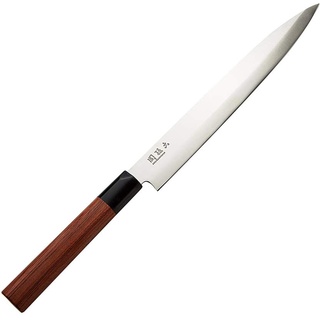 KAI Seki Magoroku Redwood Yanagiba 21,0 cm Klingenlänge - 1K6 Edelstahl mit 57 (±1) HRC - hochglanzpolierte Klinge - Pakkaholz Red Wood - Handgefertigt in Japan