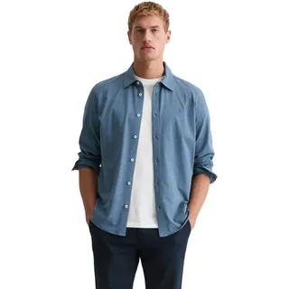 Marc OPolo Langarmhemd "regular fit aus reiner Bio-Baumwolle" Jerseyhemd, stormy blau