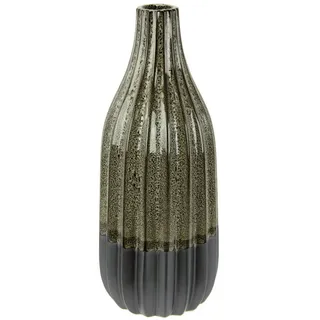 I.GE.A. Dekovase »Vase aus Keramik, geriffelt, bauchig, matt glänzend« Flaschenform, Blumenvase, Tischdeko, Keramikvase, grau