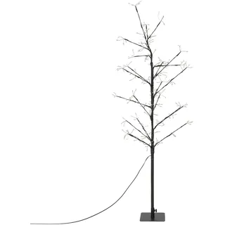 ECD Germany LED Baum 120 cm Kunststoff 240 Warmweiße LEDs mit Timer Braun/Schwarz/Weiß