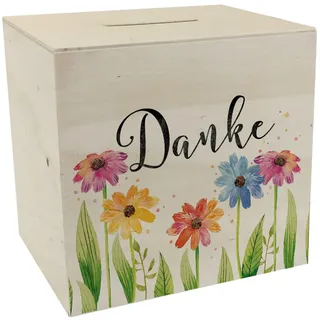 Blumen Spardose aus Holz mit Spruch Danke Freunde und Florist Wertschätzen Bedanken Sie Ihre Mutter mit Trinkgeldkasse als Trinkgeld-Spardose aus Holz