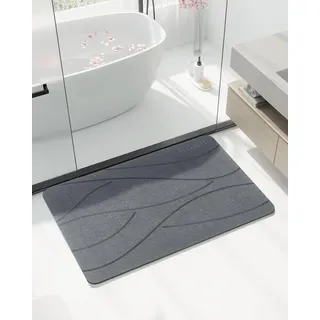 Ribelli Kieselgur Badematte rutschfest 60 x 39 cm, Duschvorleger Badvorleger Schnelltrocknend, 100% Natürlich Stein Bodenmatte, Bad Matte Super Saugfähig Badezimmermatte