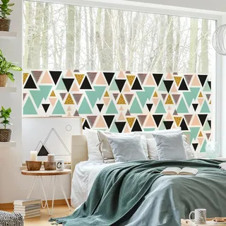 Ambiance Sticker Selbstklebende Sichtschutzfolie für Fenster, Blickdicht, skandinavische Dreiecke, selbstklebend, Sichtschutz für Fenster & Duschtür, XL – H 40 x L 200 cm