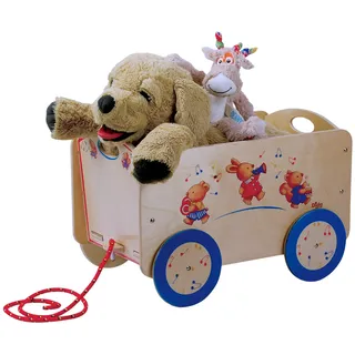 Dida - Die Musikanten Ziehwagen aus Holz, Spielzeugwagen mit Rädern für Kinder 2 3 4 Jahre, Montessori Methode Lern- und Spaßspielzeuge
