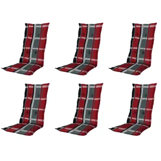 Madison 6x B253 Hochlehner  Gartenstuhl Auflagen 120x50x8cm rot kariert