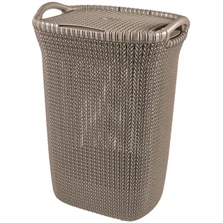 Curver 03676-X59-00 Strickoptik 57 L Wäschebox, Plastik, Harvest braun, 45,2 x 34,1 x 61,4 cm
