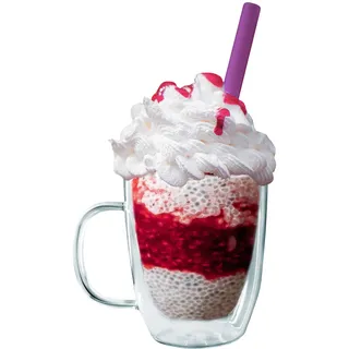 Nerthus FIH 660 660-Tasse mit Henkel, 350 ml, hitzebeständig, doppelwandig mit Borosilikatglas, geeignet für ür Kaffee, Tee, Desserts, Glas