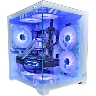 Gaming PC PHANTOM WHITE | NVIDIA RTX 3050 | 64GB RAM 1TB SSD | Intel 10 Core | RGB Lüfter mit Fernbedienung | Wasserkühlung | WLAN 5 | Win 11 - Weiß