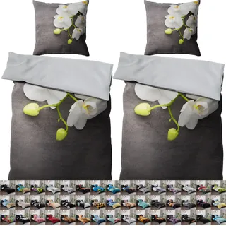 SANILO® Bettwäsche 135x200 cm, 100% feinste Baumwolle, 4-teilig, Bettbezug, Kissenbezug 80x80cm - Pretty