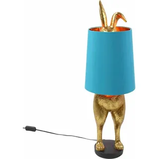 Tischleuchte Hiding Bunny, gold/türkis, Polyresin, 24x24x74 cm, E27, Kabel: 1,4 m - Gold, Türkis