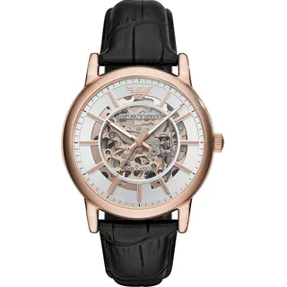 Emporio Armani Herrenuhr , Automatikwerk, 43mm Rose Gold Edelstahlgehäuse mit Lederarmband, AR60007