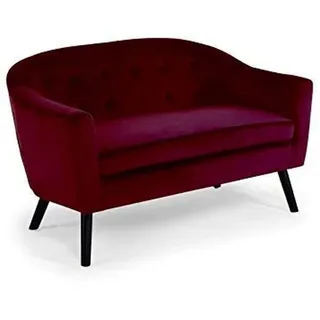 Menzzo Savoy Skandinavisches 2-Sitzer Sofa mit Samtbezug Weinrot