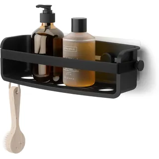 Umbra Flex Duschablage zum Kleben, Rostfreies Duschregal für Shampoo, Conditioner, Duschgel, Seife, Luffaschwamm, ohne Bohren, Rostfrei, Schwarz