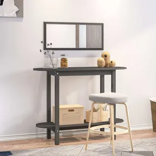 The Living Store Konsolentisch Grau 110x40x80 cm Massivholz Kiefer - Grau