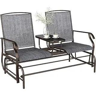 Outsunny Hollywoodschaukel für den Garten mit Zwei Plätzen mit Tisch 81 × 147 × 100 cm