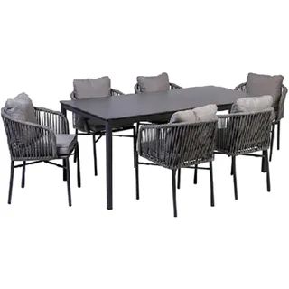 greemotion Gartenmöbel-Set Calgary 1 Essgruppe Grau/Anthrazit 7-teilig inkl. Kissen - Grau