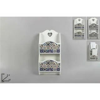 X Behälter Tür Buchstaben 2 Fächer Holz Weiß Mit Majolika Dfh