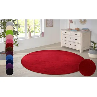 HANSE Home Teppich "Shashi" rund 8,5 mm Höhe Kurzflor, Unifarben, Teppich, Weich, Esszimmer, Kinderzimmer, Flur, rot