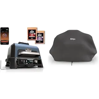 Ninja Woodfire Pro Connect XL Elektrischer BBQ Smoker Grill & XSKCOVER Premium-Outdoor-Abdeckung, kompatible Holzfeuer-Grills