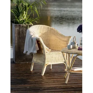 Rattansessel "Natur" handgefertigt, Rattanstuhl mit hoher Rücksenlehne, Loungesessel, Korbsessel - Hellbraun