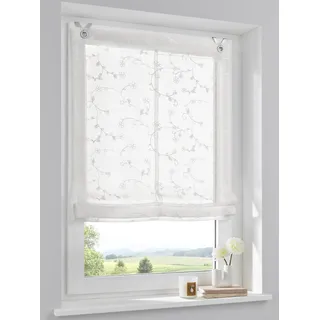 Raffrollo KUTTI "Liv" Gr. 4, weiß, B:100cm H:140cm, Obermaterial: 100% Polyester, Raffrollos, Raffrollo, halbtransparent, Polyester, Hakenaufhängung, Topseller