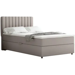 Homesy Boxbett Everest 120 x 200 cm Einzelbett mit hochwertiger Bonell-Matratze und Topper , Cappuccino , Holz , Mode , H3 , 120x200 cm , Oeko-Tex® Standard 100 , Schlafzimmer, Betten, Boxspringbetten