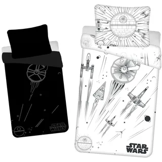 Jerry Fabrics Star Wars Raumschiffe Schwarz/Weiß 140 x 200 cm + 70 x 90 cm