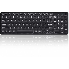 Perixx PERIBOARD-733B US Wireless Backlit Keyboard - X Type Scissor Keys - Big Print Letters - White Backlit - Black - US English Layout......
