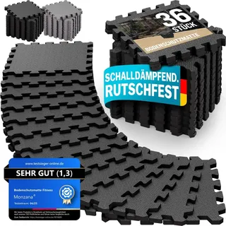 MONZANA Bodenschutzmatten Fitness 36 Stück - Schwarz