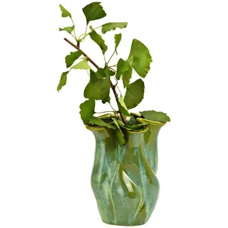 Vase , Grün , Keramik , 19.7x24.3x19.5 cm , Dekoration, Vasen, Keramikvasen