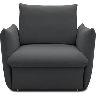 DOMO. collection Sessel Cloud Box, Armsessel mit Schlaffunktion und Boxspringfederung, Schlafsessel, Boxspringsessel, Polstersessel, 120 x 97 x 100 cm (BxTxH), Schlamm (grau)