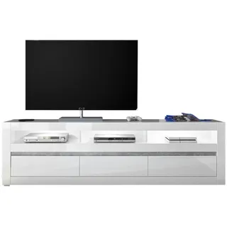 furn.design Tv-Lowboard, weiß grau TV-Unterteil in Komforthöhe 217 x 63 cm - Weiß, Grau