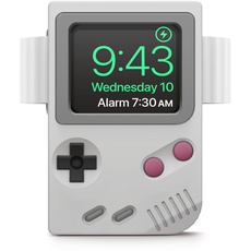 elago W5 Ladestation Ständer Kompatibel mit Apple Watch Serie 9, 8, SE2, 7, 6, SE, 5, 4, 3, 2, 1 Kompatibel mit Apple Watch Ultra 2 & 1 - Klassisches Spielkonsolen-Design, Nachttischmodus (Hellgrau)