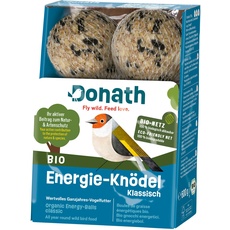 Donath Bio Energie-Knödel Klassisch im Bio-Netz - 6 Meisenknödel a 100g - kraftspendendes Fett - Ganzjahres Wildvogelfutter - aus unserer Manufaktur in Süddeutschland - 6er Karton