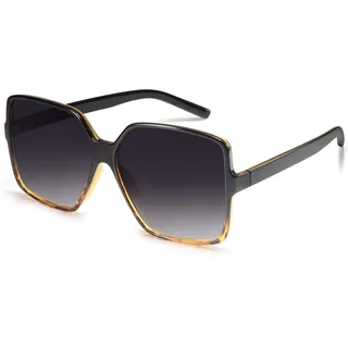 Dollger übergroße Quadratische Retro Sonnenbrille Damen Herren Große Mode Brille Schattierungen für Männer Frauen UV-Schutz,Grau