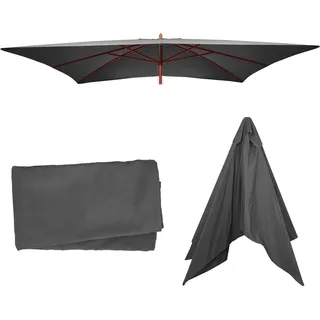 Ersatz-Bezug für Sonnenschirm Florida 3x4m, Sonnenschirmbezug Ersatzbezug, Polyester anthrazit - Grau